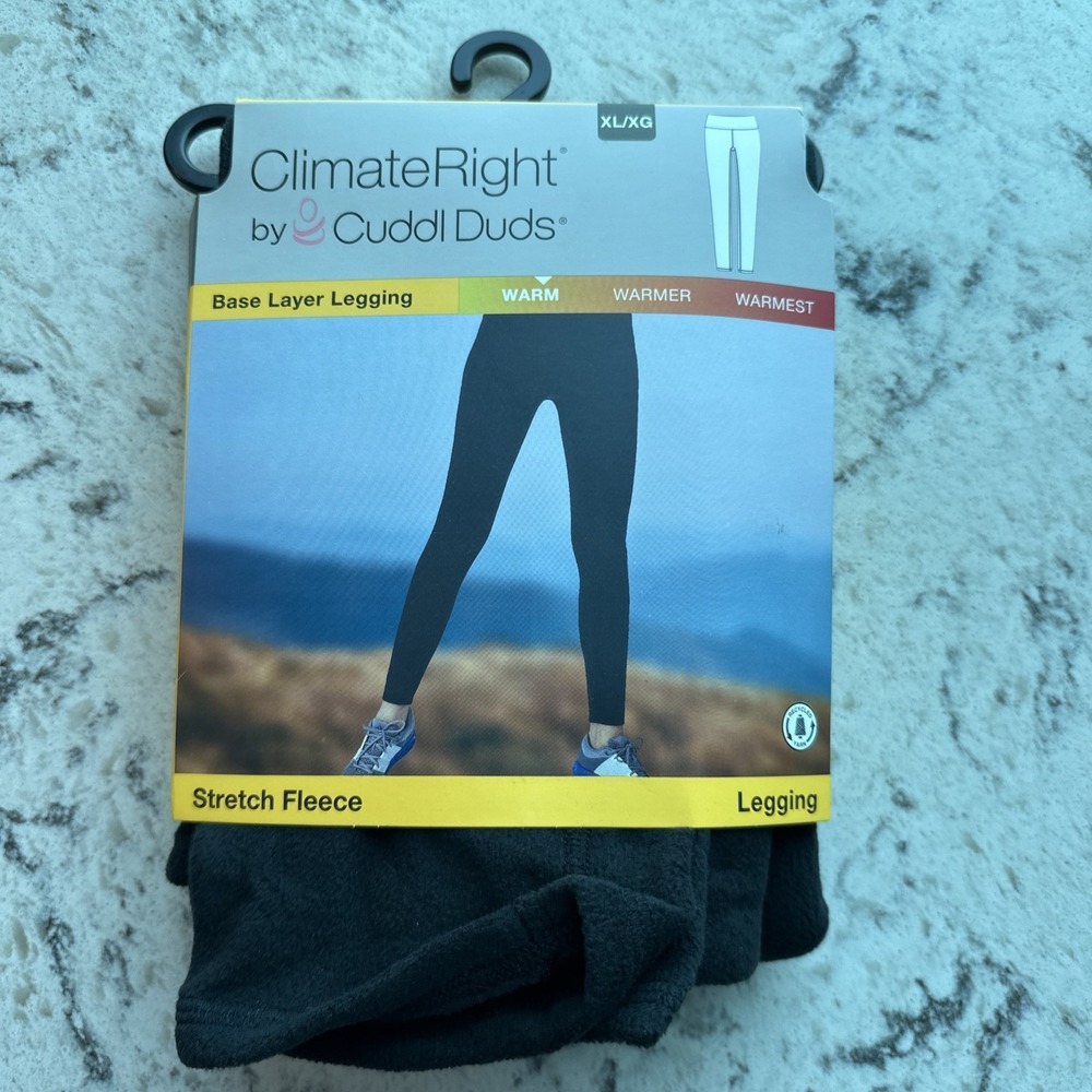 Cuddl Duds ClimateRight Stretch Fleece Warm Leggings Womens XL Black